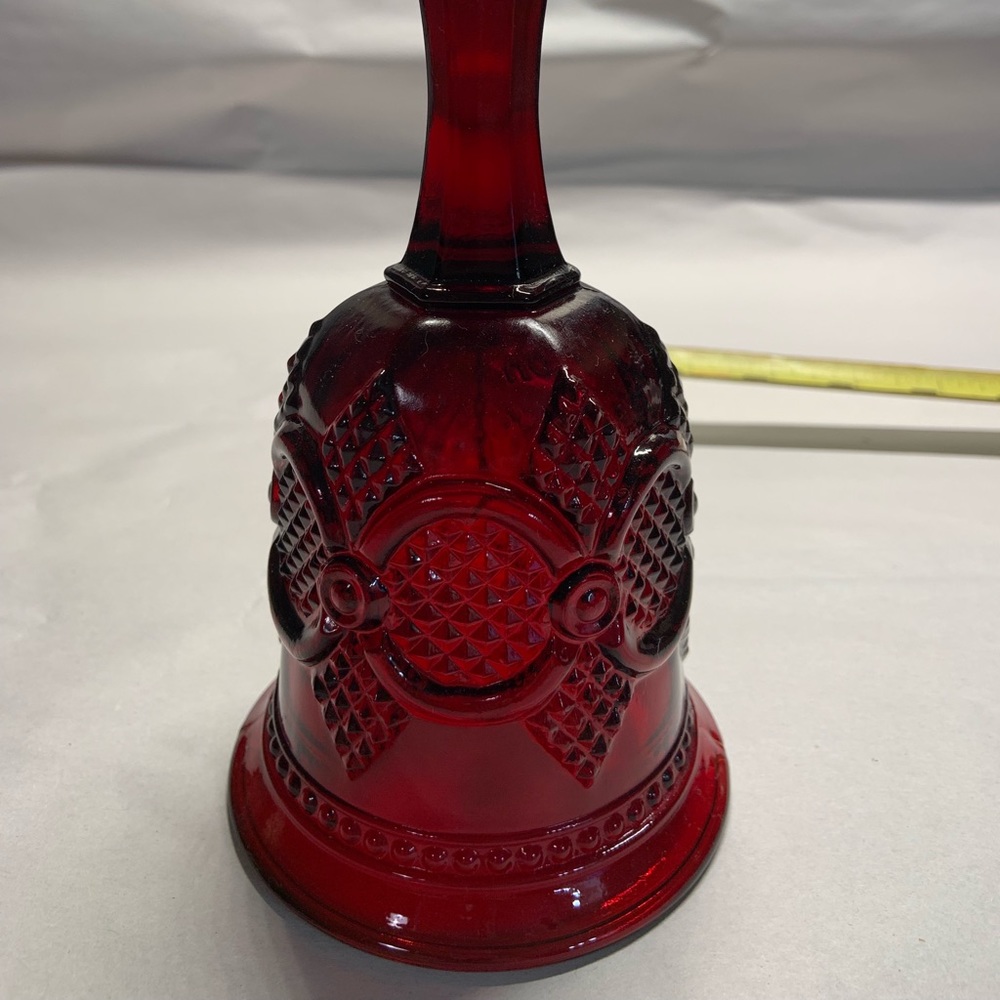 Red Pattern Glass Bell - Picture 2 of 3
